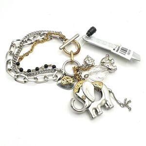 Guess Elephant Charm 3 Chain Bracelet Silver Gold